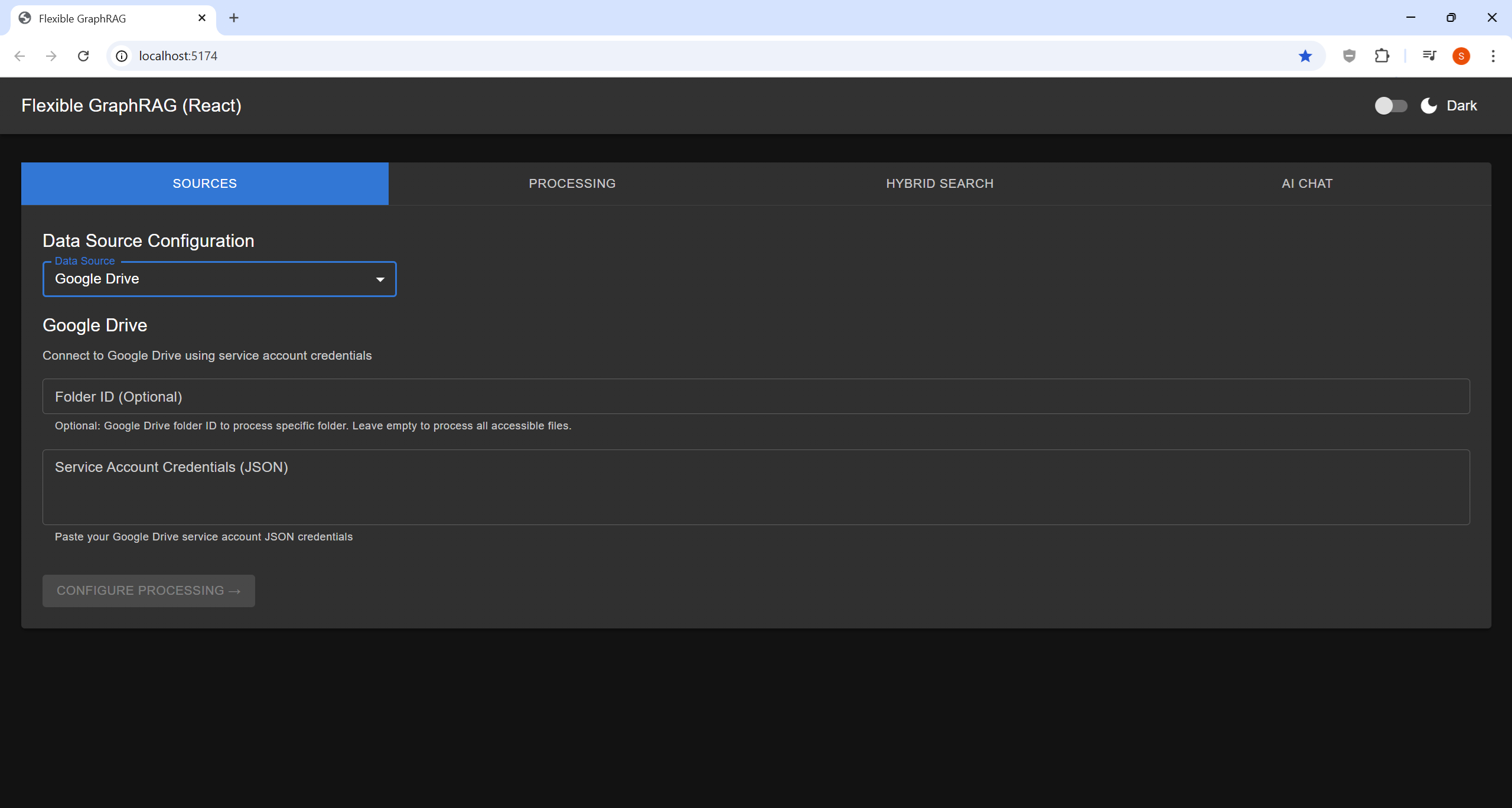 Google Drive source form